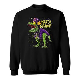 Mardi Grawrrex Dinosaur Dino Mardi Gras Kids Boys Toddler Sweatshirt - Seseable