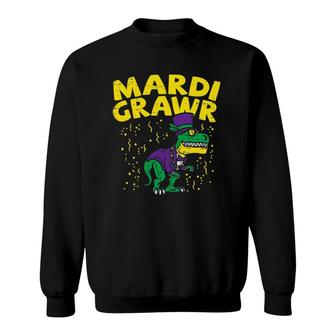 Mardi Grawrrex Dinosaur Funny Mardi Gras Carnival Boys Sweatshirt - Seseable
