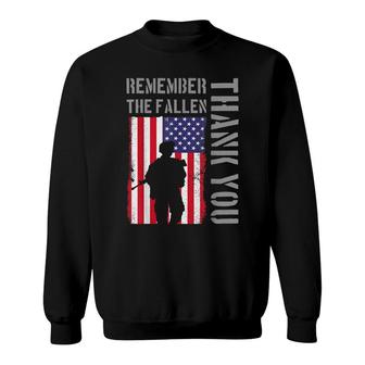 Memorial Day Remember The Fallen Thank You Usa Flag Sweatshirt - Thegiftio