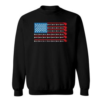 Mens American Flag Golf Club Sports Design Sweatshirt | Mazezy