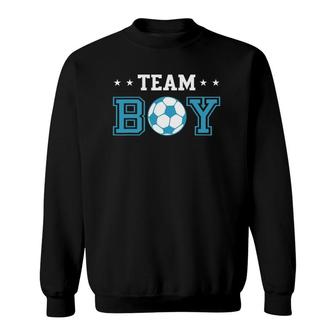 Mens Baby Gender Reveal Party Soccer Theme Team Boy Sweatshirt - Seseable
