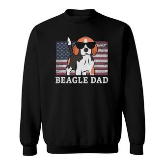 Mens Beagle Dad American Flag 4Th Of July Patriotic Gift Idea Sweatshirt - Seseable