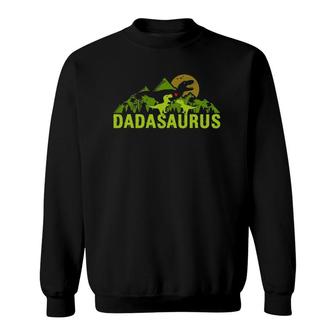 Mens Dada Saurus 2 Kids Dad Dinosaur Xmas Dadasaurus Fathers Day Sweatshirt - Seseable