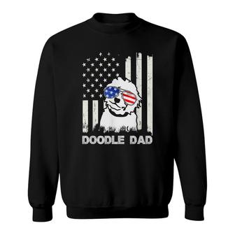 Mens Doodle Dad Us Flag Goldendoodle Dog Dad 4Th Of July Sweatshirt - Seseable