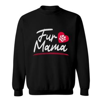 Mens Fur Mama Paw Heart Dog Mom Sweatshirt - Seseable