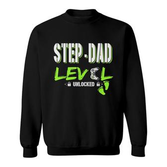 Mens Gaming Step-Dad Level Unlocked Gamer Leveled Up Fathers Day Sweatshirt - Thegiftio UK