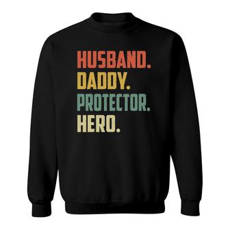 Mens Husband Daddy Protector Hero Vintage Colors Sweatshirt - Seseable