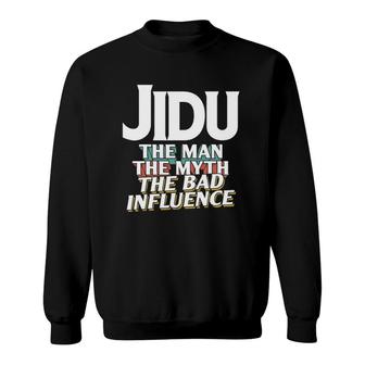 Mens Jidu Gift For The Man Myth Bad Influence Grandpa Sweatshirt - Seseable