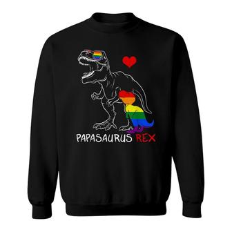 Mens Lgbt Papasaurus Daddy Rex Gay Pride Proud Dad Fathers Day Sweatshirt - Seseable