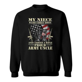 Mens My Niece Wears Combat Boots - Proud Army Uncle Veteran Sweatshirt | Mazezy