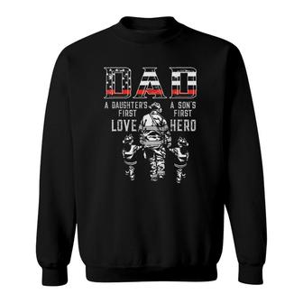 Mens Oxbd Dad Daughter Love Son Hero Fireman Dad Fathers Day Sweatshirt - Seseable