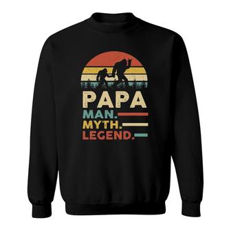 Mens Papa Man Myth Legend Bigfoot Sasquatch Sunset Fathers Day Sweatshirt - Seseable