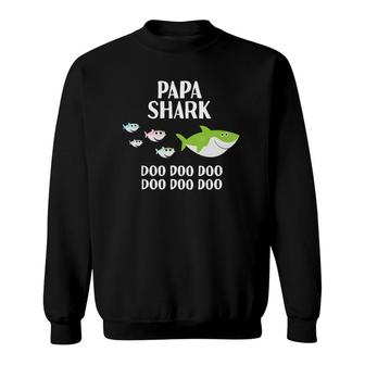 Mens Papa Shark Doo Doo Papa Gifts For Grandpa Fathers Day Sweatshirt - Seseable