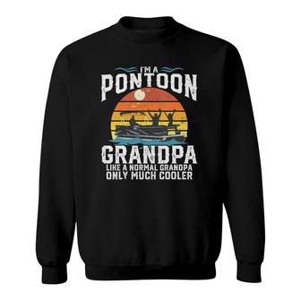 Mens Pontoon Grandpa Captain Retro Funny Boating Fathers Day Gift Sweatshirt - Seseable