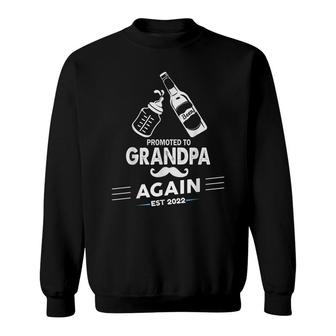 Mens Promoted To Grandpa Again 2022 Baby Pregnancy Announcement Sweatshirt - Seseable