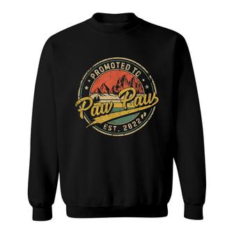 Mens Promoted To Paw Paw Est 2022 Retro New Grandpa First Grandpa Sweatshirt - Seseable