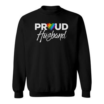 Mens Proud Husband Gay Pride Month Lgbtq Sweatshirt - Seseable