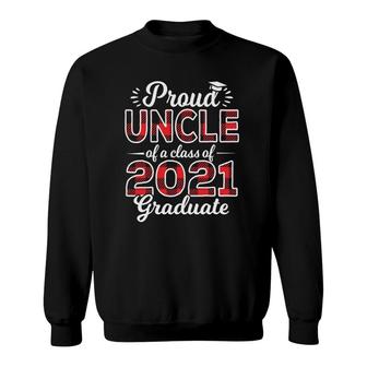 Mens Proud Uncle Of Class Of 2021 Graduate Senior 21 Red Plaid Sweatshirt - Seseable