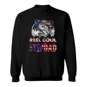 Mens Reel Cool Stepdad Fishing Gift For Fathers Day Sweatshirt - Seseable