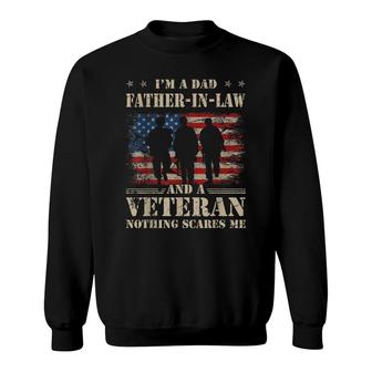 Mens Retro Im A Dad Father-In-Law And A Veteran Funny Grandpa Sweatshirt - Seseable
