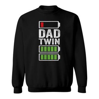 Mens Tired Dad Funny Dad Twins Full & Low Charge Battery Father Sweatshirt - Thegiftio UK