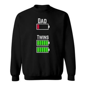 Mens Tired Twin Dad Low Battery Charge Meme Image Funny Sweatshirt - Thegiftio UK