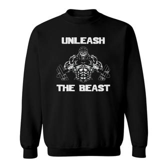Mens Unleash The Beast Gorilla Body Building Motivation Gift Sweatshirt | Mazezy UK