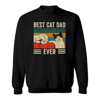 Mens Vintage Best Cat Dad Ever Bump Fit Classic Sweatshirt - Seseable