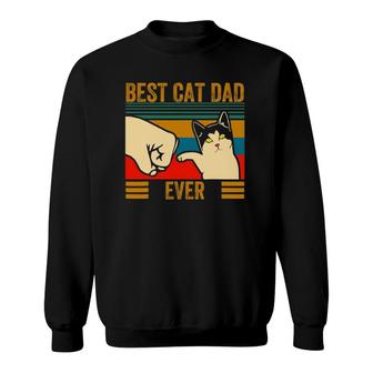 Mens Vintage Best Cat Dad Ever Men Bump Fit Fathers Day Sweatshirt - Seseable