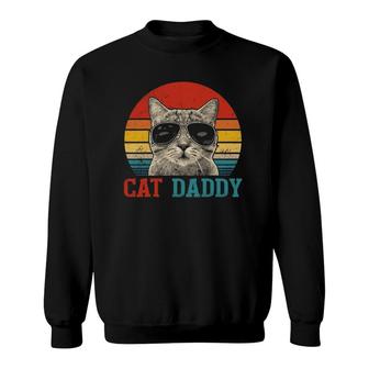 Mens Vintage Cat Daddy Best Cat Dad Ever Meowica Dad Fathers Day Sweatshirt - Seseable