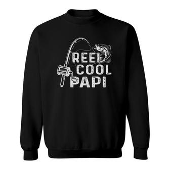 Mens Vintage Reel Cool Papi Fishing Dad Grandpa Gifts Fathers Day Sweatshirt - Seseable