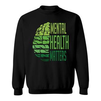 Mental Health Awareness Matter Green Vintage Brain Sweatshirt - Seseable