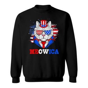Meowica Patriotic Cat 4Th Of July Independent Day Sweatshirt - Seseable