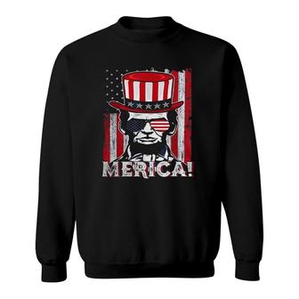 Merica Abe Lincoln 4Th Of July American Flag Murica Classic Sweatshirt | Mazezy