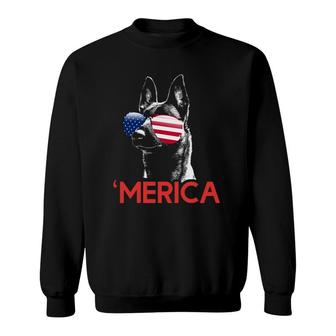 Merica Belgian Malinois American Flag 4Th Of July Sweatshirt - Seseable