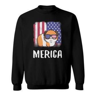 Merica Guinea Pig Usa American Flag 4Th Of July Cute Sweatshirt - Seseable