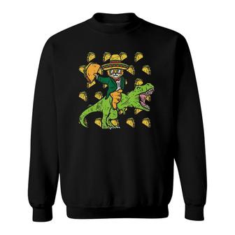 Mexican Cat Trex Tacos Funny Cinco De Mayo Fiesta Dinosaur Sweatshirt - Seseable