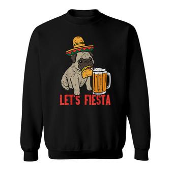 Mexican Pug Dog Taco Lets Fiesta Party Cinco De Mayo Kids Sweatshirt - Seseable
