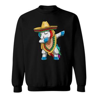 Mexican Unicorn Cinco De Mayo Dabbing Unicorn Funny Fiesta Sweatshirt - Seseable