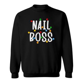 Mglm Nail Boss Christmas Light Merry Xmas Nail Polish Life Sweatshirt | Mazezy