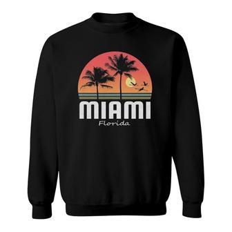 Miami Florida Beach Palm Sunset Gift Women Men Kids Souvenir Sweatshirt | Mazezy