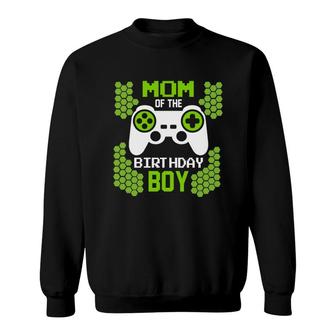 Mom Of The Birthday Boy Matching Video Gamer Green Sweatshirt - Seseable