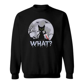 Murderous Cat With Bloody Knife Halloween What Sweatshirt - Thegiftio UK