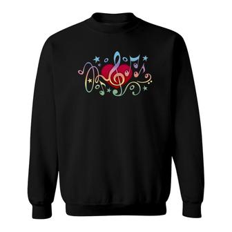 Music Heart Treble Clef Musical Notes Bass Sound Party Choir Sweatshirt | Mazezy