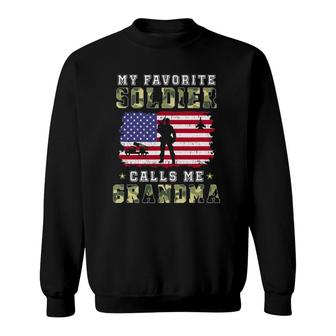 My Favorite Soldier Calls Me Grandma Proud Army Grandma Sweatshirt - Seseable