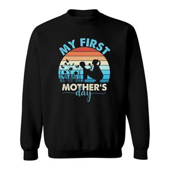 My First Mothers Day Vintage Retro Sweatshirt | Mazezy