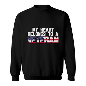 My Heart Belongs To A Veteran 2022 Usa Flag Sweatshirt - Seseable