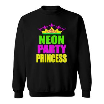 Neon Party Princess Girls Birthday Party Sweatshirt - Seseable