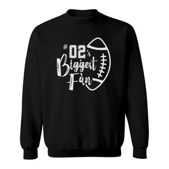 Number 02S Biggest Fan Football Player Mom Dad Family Sweatshirt - Seseable
