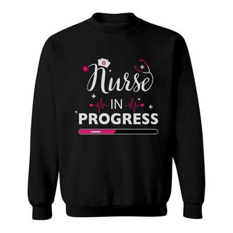 Nurse In Progress Nurses Day Pink Heartbeat Sweatshirt - Seseable